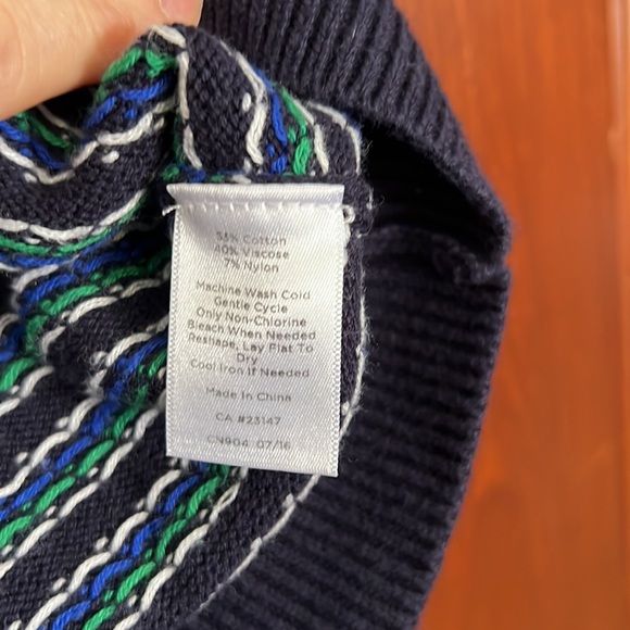 Talbots Fair Isle Yoke Crewneck Blue Long Sleeve Pullover Sweater Small - Picture 7 of 9